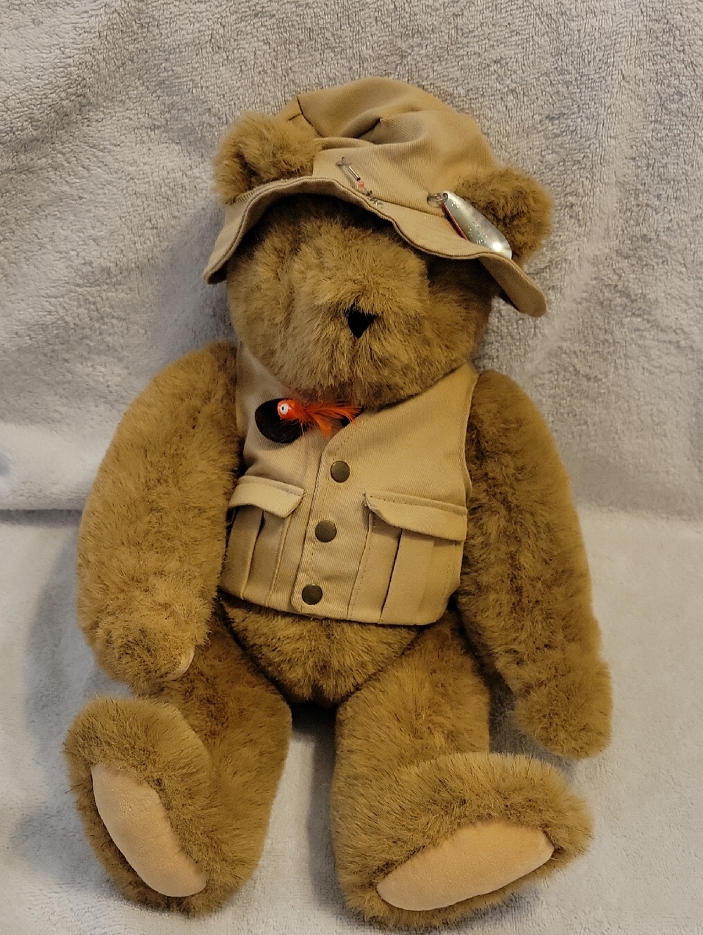 Vermont Teddy Bear with Fisherman Vest and Hat